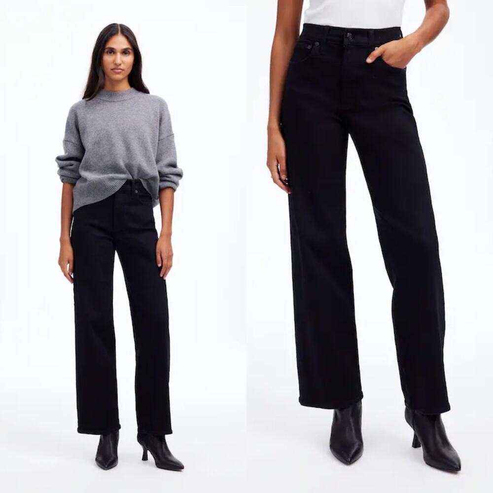 Madewell The Perfect Vintage Wide-Leg Jeans size 30 Black Rinse - Picture 16 of 16